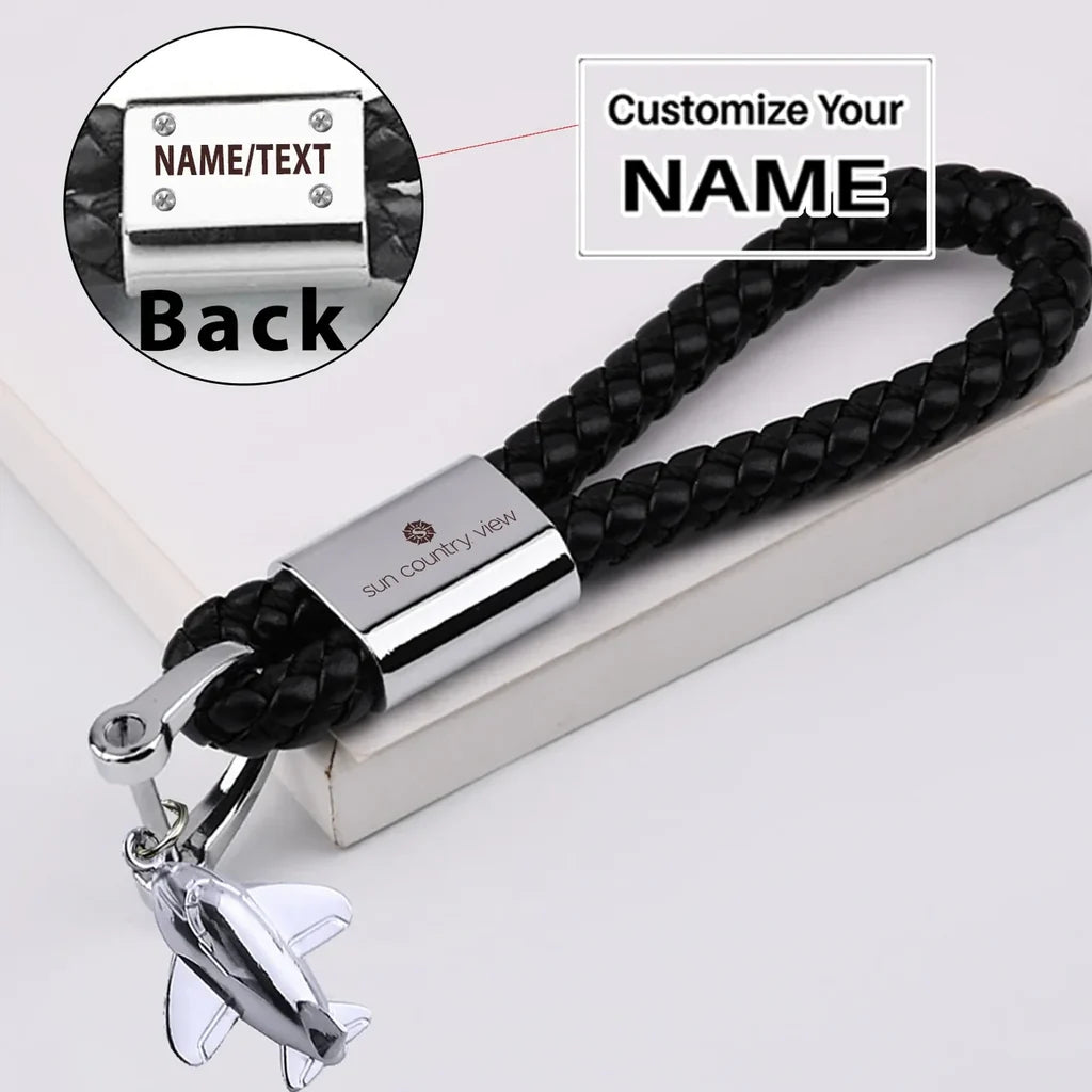 Sun Country Airlines aviation design on premium leather car leather car key chain.