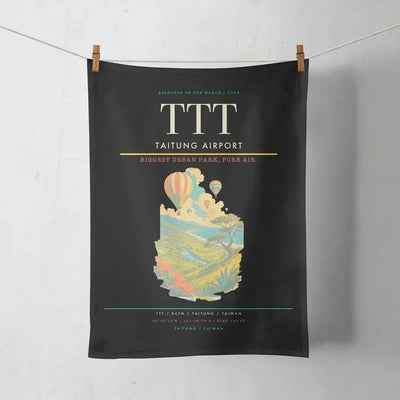Taitung Airport (TTT) design on black towel