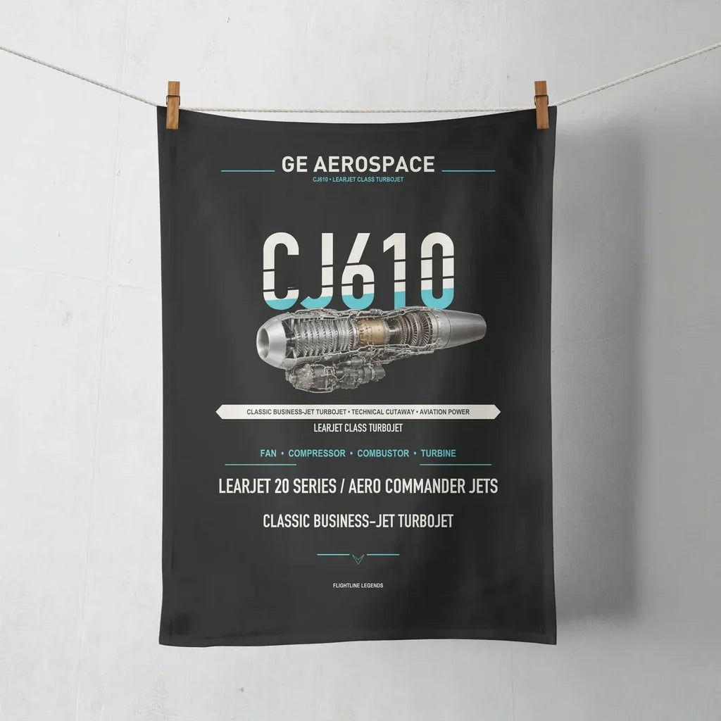 CJ610 design on black towel