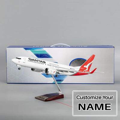 Side view of Australian Qantas Airlines Boeing 737 Airplane Model (1/84 Scale - 47CM) aviation LED model airplane in diecast.