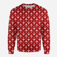 Thumbnail for Perfectly Sized Seamless Airplanes Red aviation design printed on soft cotton blend 3D sweatshirt.