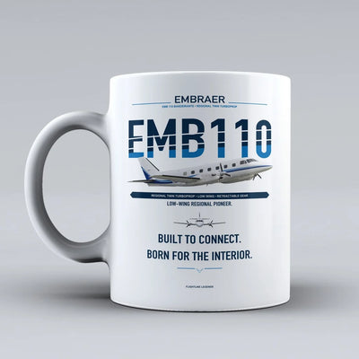 EMB 110 Bandeirante Mug design on white embraer