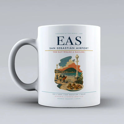 San Sebastián Airport (EAS) airport code design on white ceramic mug