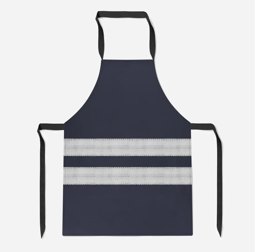 Pilot Epaulettes (Silver) 2 Lines aviation design on durable cotton blend kitchen apron.