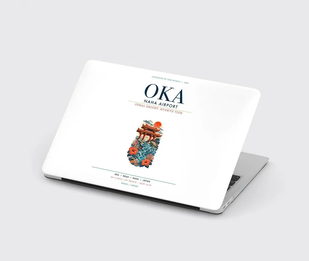 Naha Airport (OKA) design on white MacBook case