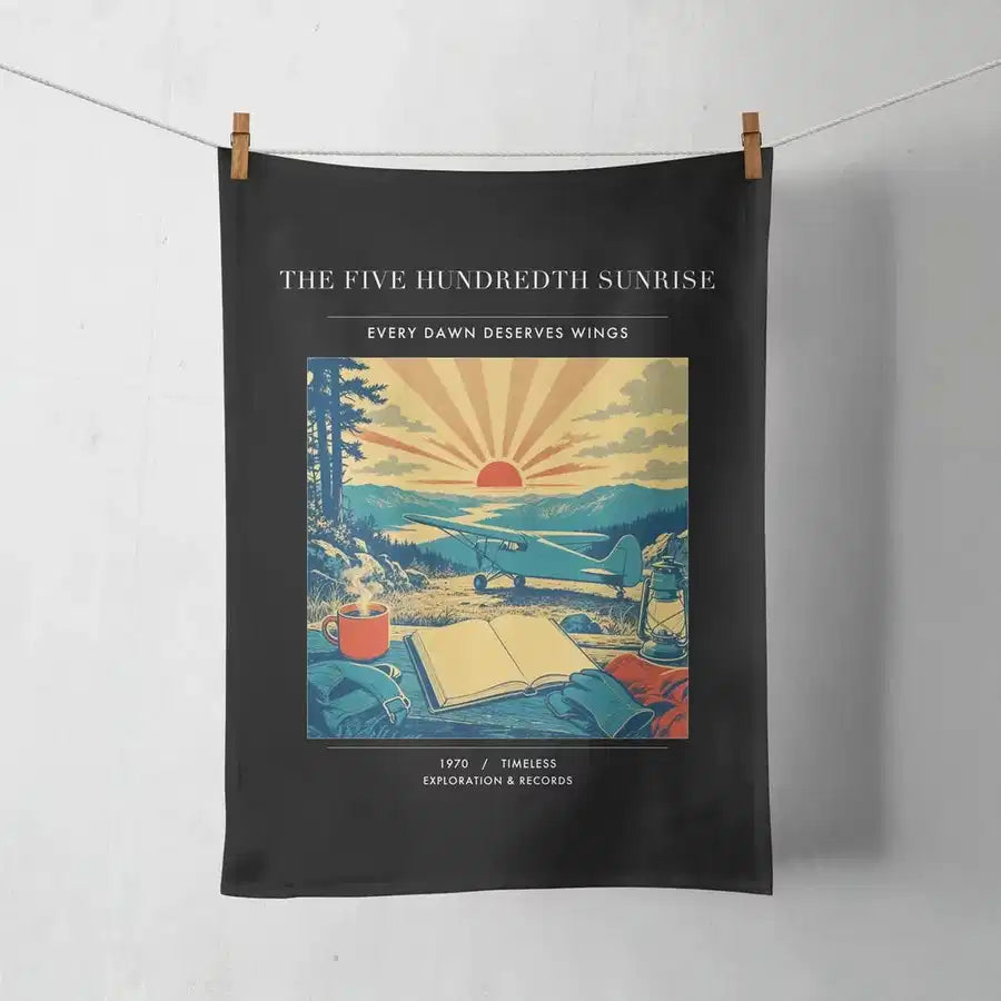 VINTAGE G4500 - The Five Hundredth Sunrise - Designed Towels design on black