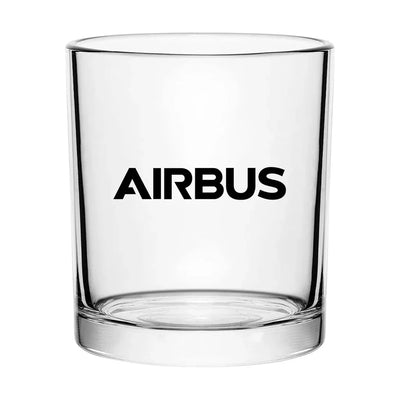 Airbus & Text aviation design on whiskey glass, special-edition crystal cut.