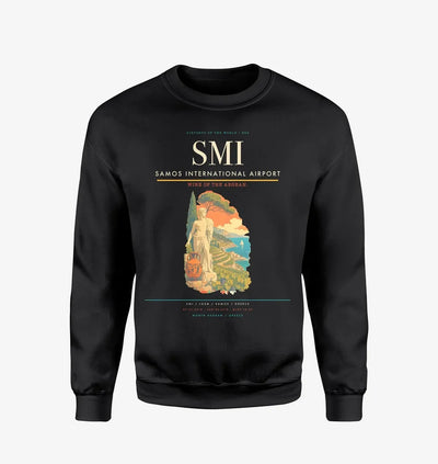 Samos International Airport (SMI) design on black sweatshirt