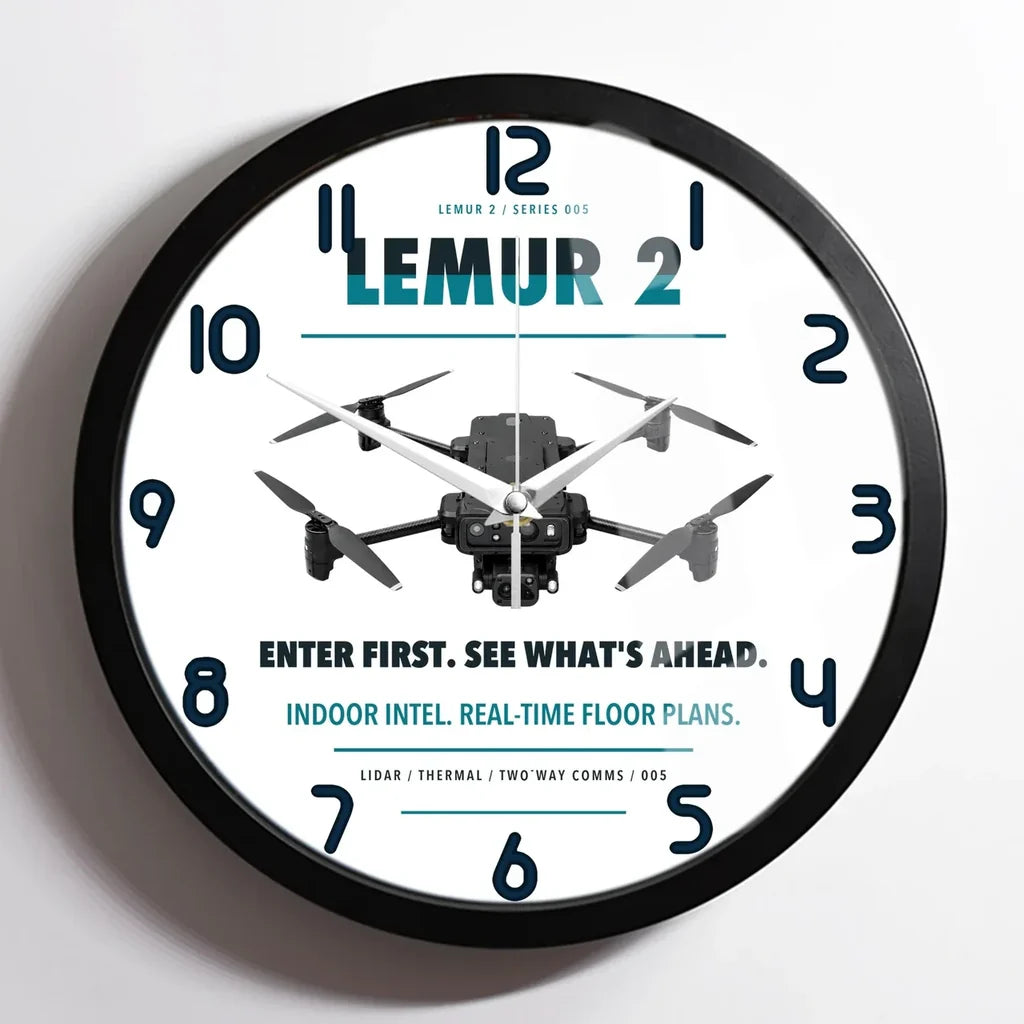 BRINC LEMUR 2 design on white framed wall clock
