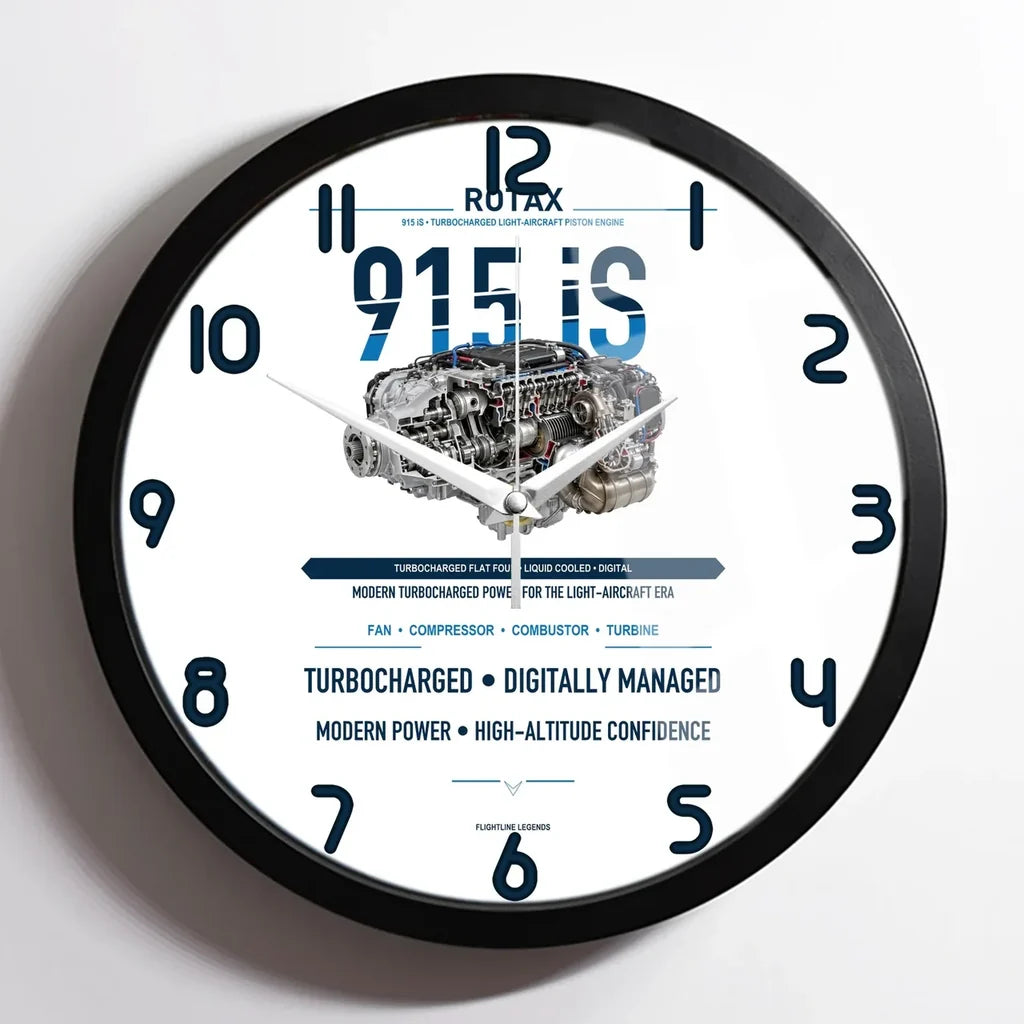 915 iS design on white framed wall clock