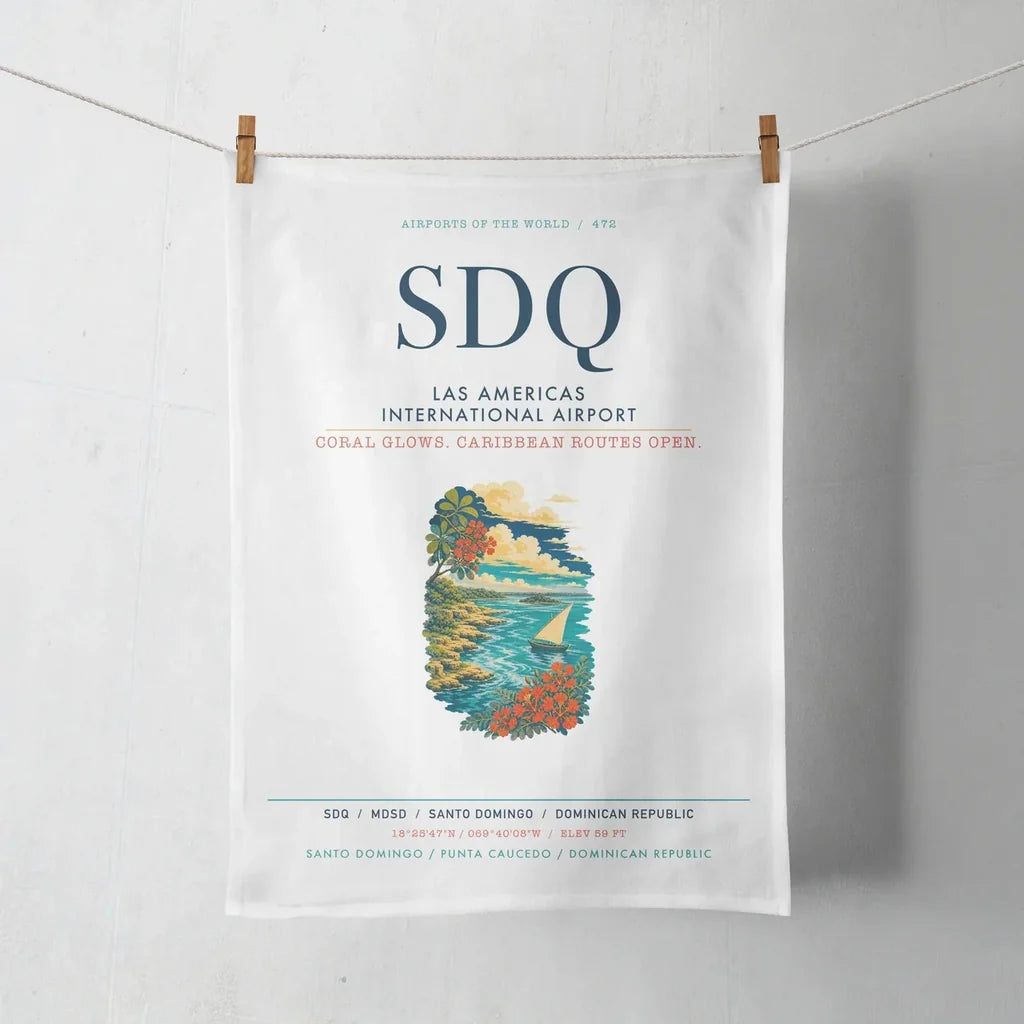Las Americas International Airport (SDQ) design on white towel