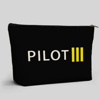 Thumbnail for Pilot & Stripes (3 Lines) aviation print zipper pouch, durable polyester.