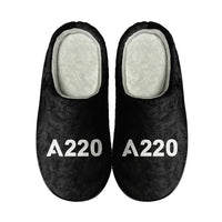 Thumbnail for Airbus A220 Flat Text aviation design on soft cotton with non-slip sole cotton slippers.