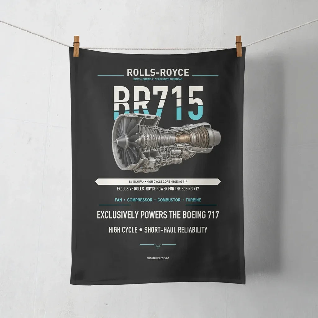 BR715 design on black towel