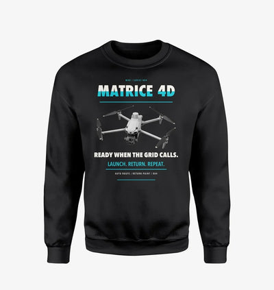 DJI Matrice 4D design on black sweatshirt
