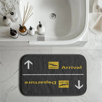 Thumbnail for Departures & Arrivals 3 aviation print bath mat, soft absorbent fabric with non-slip backing.