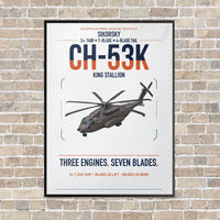 Thumbnail for Sikorsky CH-53K King Stallion vertical canvas print - framed - white background