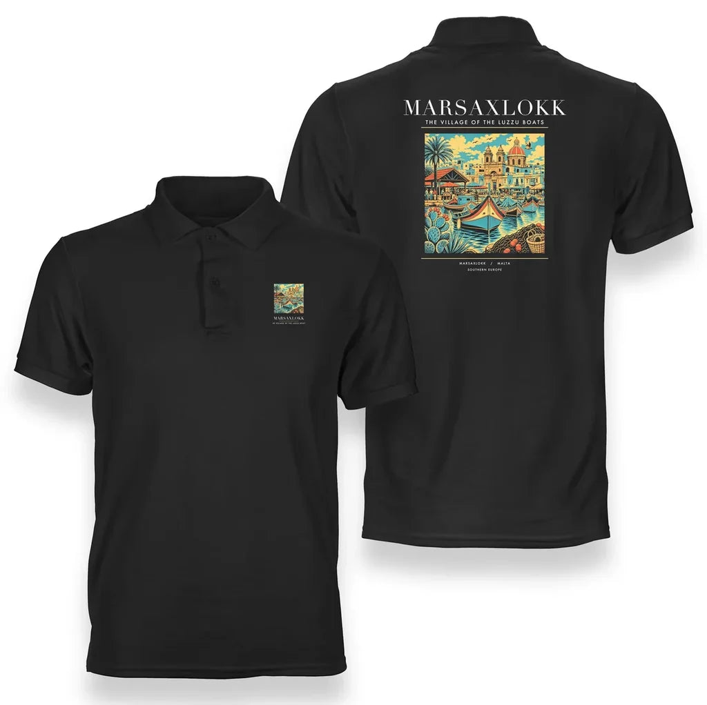 MARSAXLOKK - Poster - Double-Side Polo - Black