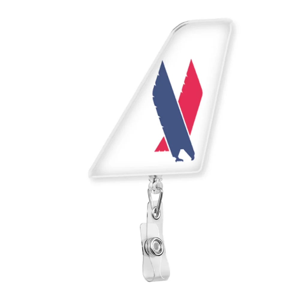 Envoy Air aviation design on durable plastic with metal clip tail-shape retractable ID card badge.