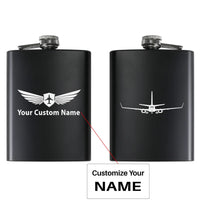 Thumbnail for Boeing 737-800NG Silhouette aviation design on stainless hip flask, compact pocket-size flask.