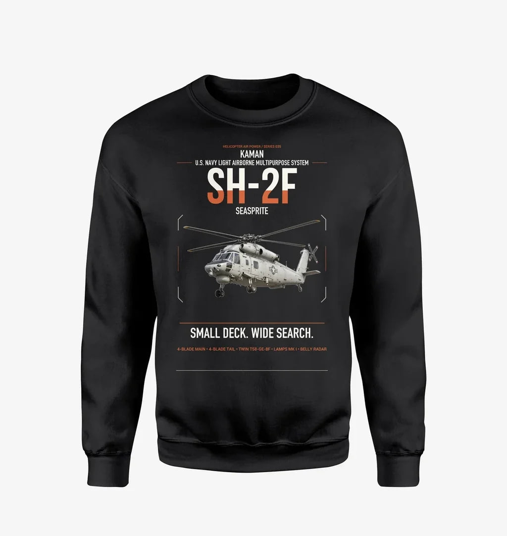 Kaman SH-2F Seasprite design on black sweatshirt