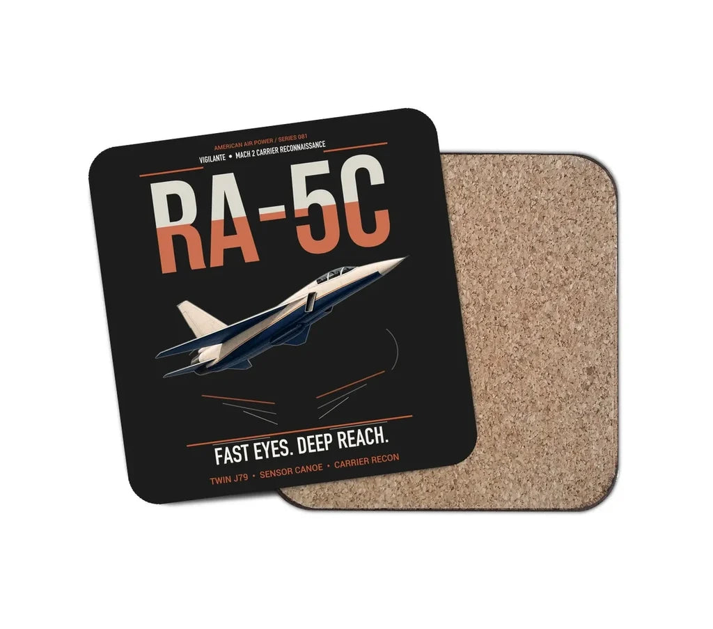 RA-5C Vigilante design on black 1 piece coaster