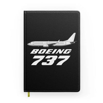 The Boeing 737 aviation design on premium hardcover notebook.