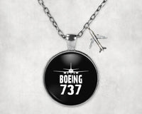 Thumbnail for Boeing 737 & Plane aviation-themed necklace, polished stainless steel.