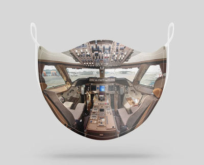 Boeing 747 Cockpit aviation face mask in breathable cotton blend.
