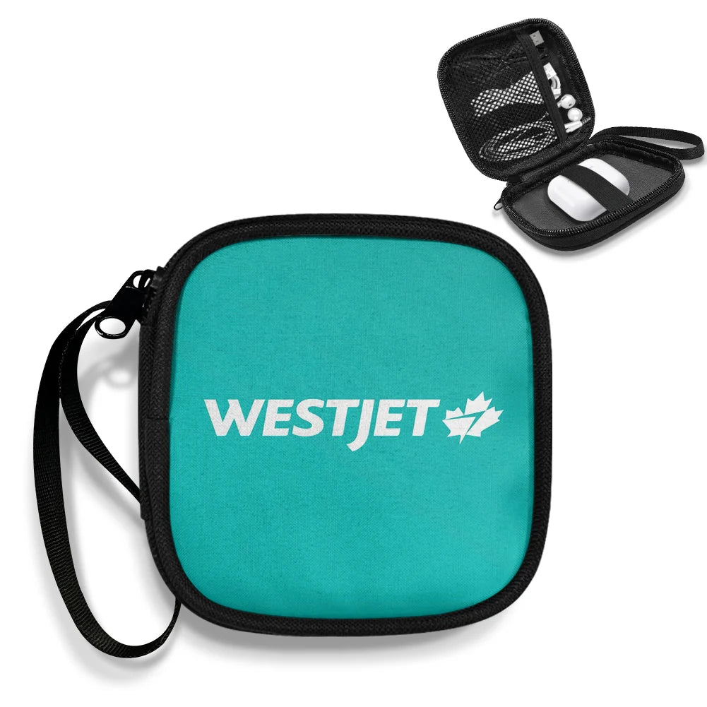 WestJet Airlines Portable aviation print portable headphone bag, padded polyester.