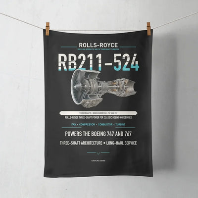 RB211-524 design on black towel