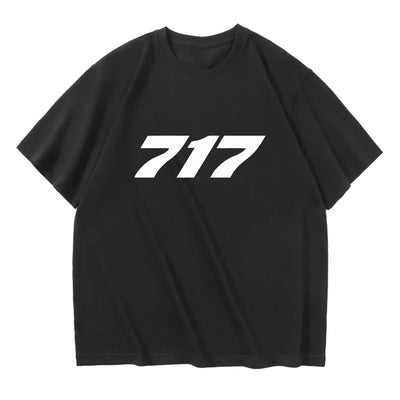 Boeing 717 Flat Text aviation design printed on soft cotton relax-fit T-shirt.