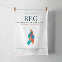 Thumbnail for Belgrade Nikola Tesla Airport (BEG) design on white towel