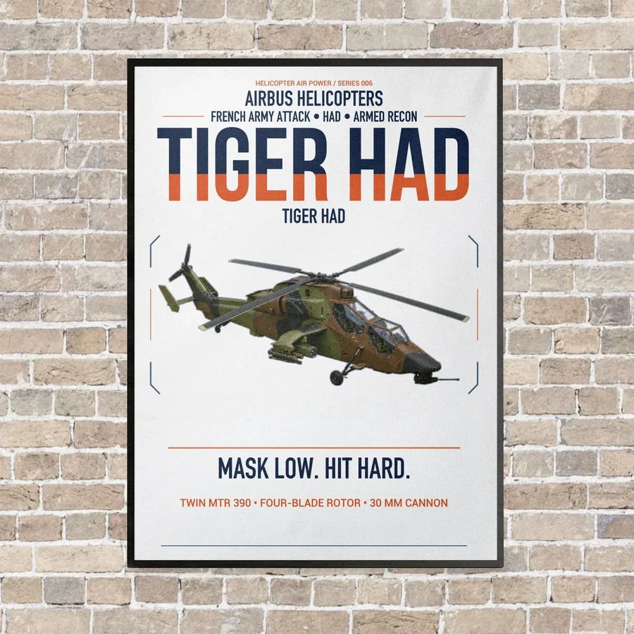 Airbus Helicopters Tiger HAD vertical canvas print - framed - white background