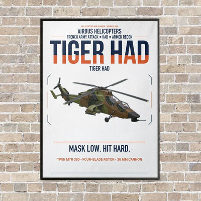 Airbus Helicopters Tiger HAD vertical canvas print - framed - white background