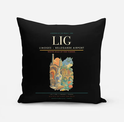 Limoges – Bellegarde Airport (LIG) design on black pillow