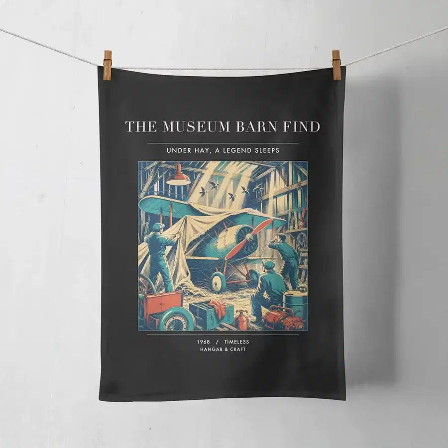VINTAGE G4454 - The Museum Barn Find - Designed Towels design on black