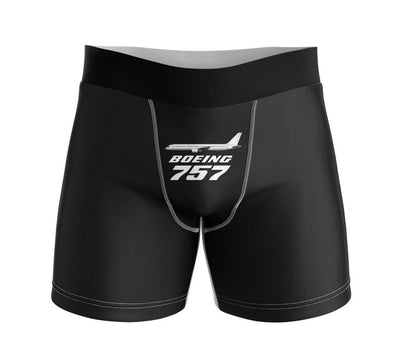 The Boeing 757 aviation design on soft cotton blend men's boxers.