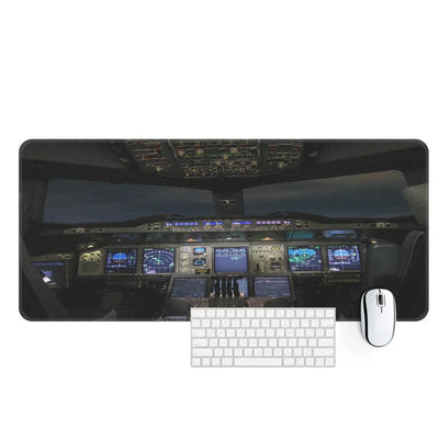 Airbus A380 Cockpit aviation design on premium leather or neoprene desk mat.