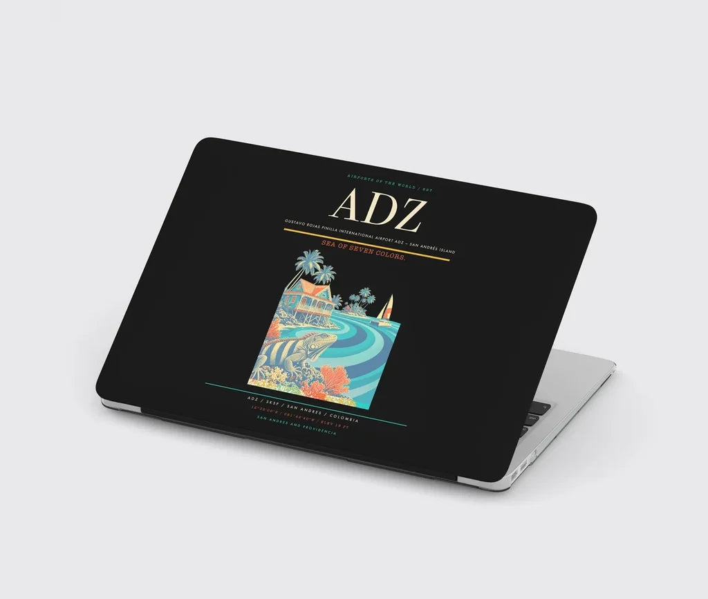 Gustavo Rojas Pinilla International Airport (ADZ) design on black MacBook case