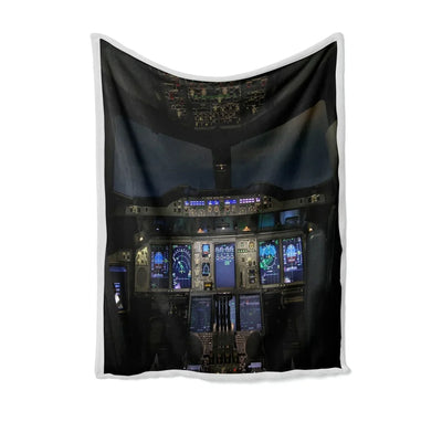 Airbus A380 Cockpit Bed Blankets & aviation print on soft fleece blanket.