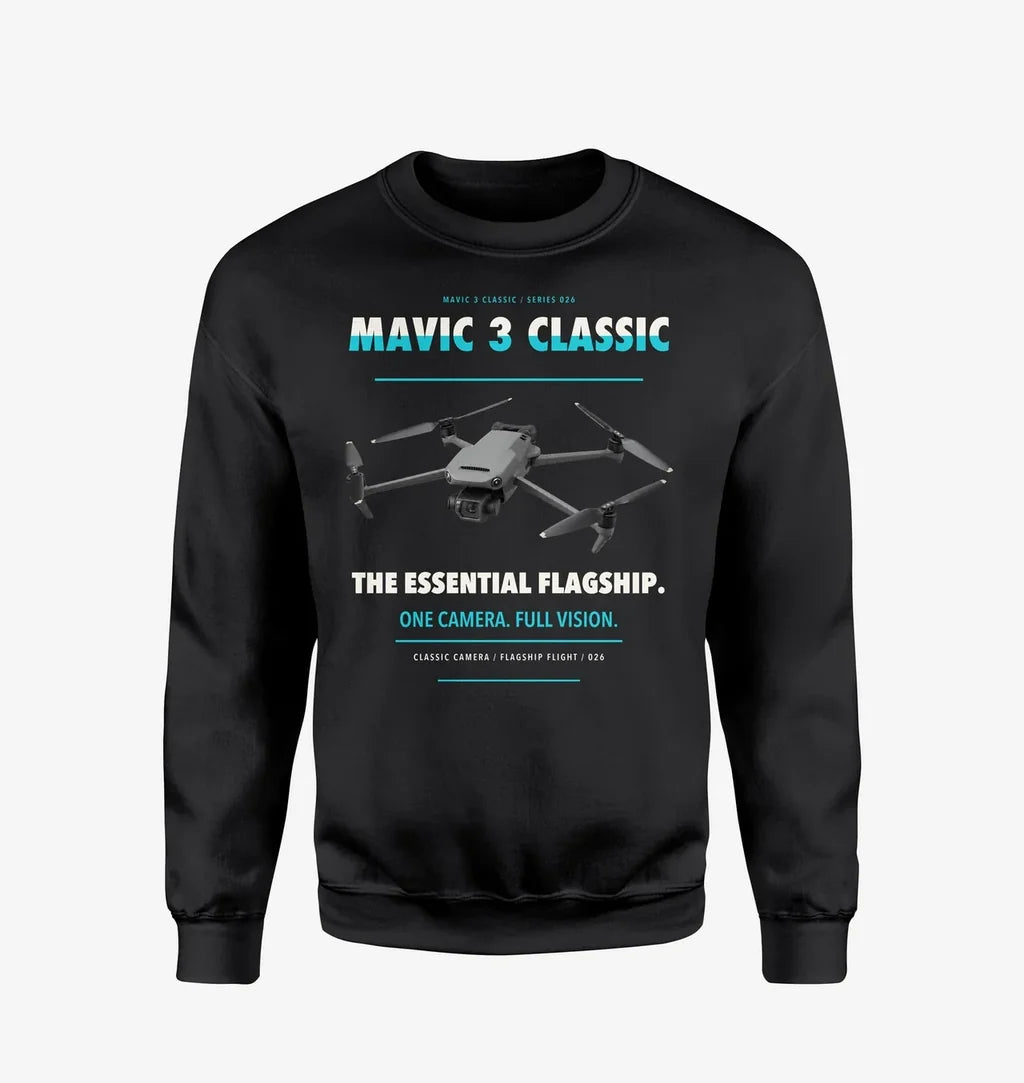 DJI Mavic 3 Classic design on black sweatshirt