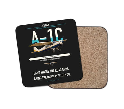 Aviat Husky A-1C-180 design on black 1 piece coaster