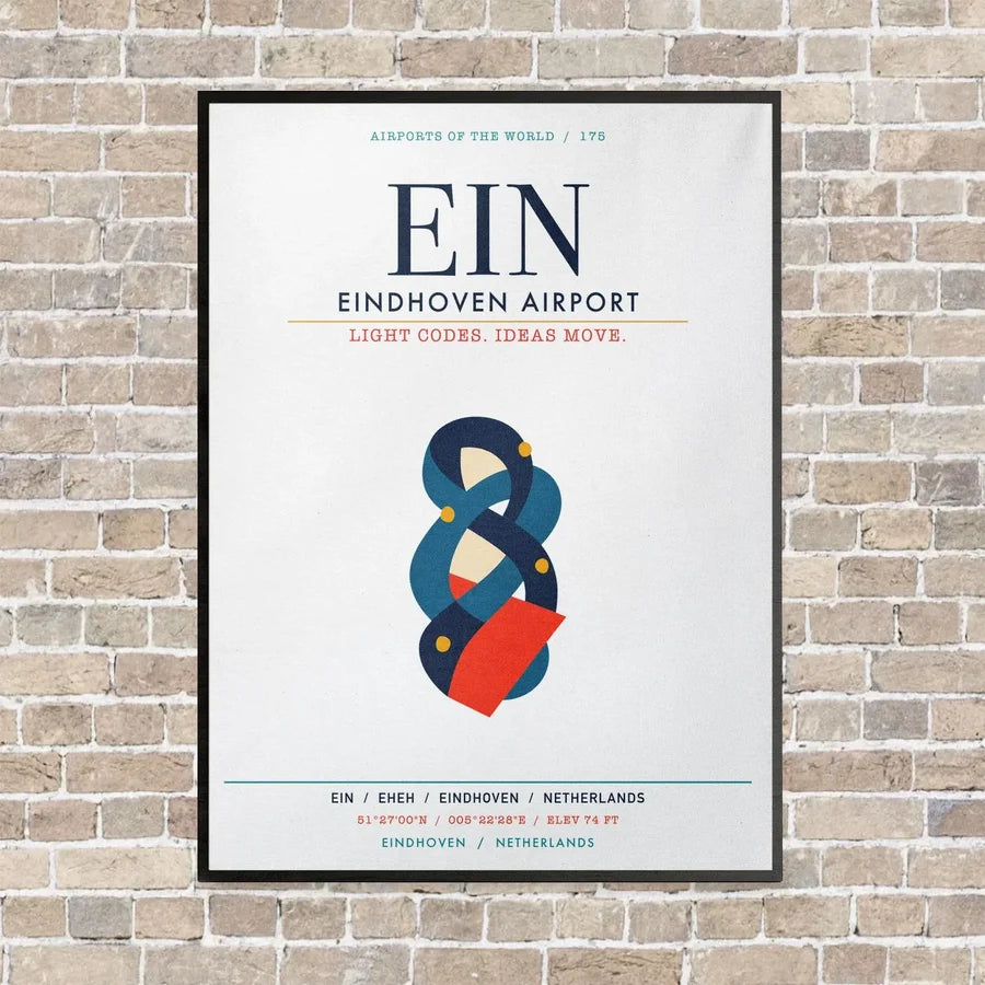 Eindhoven Airport EIN vertical canvas print - framed - white background