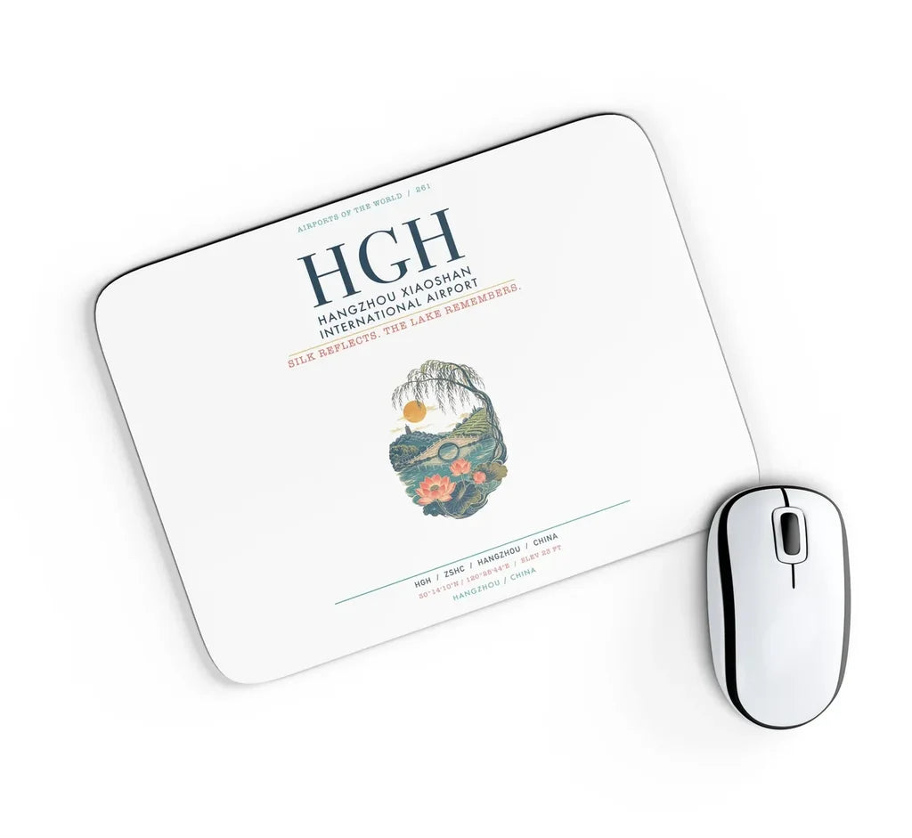 Hangzhou Xiaoshan International Airport (HGH) design on white rectangle mouse pad