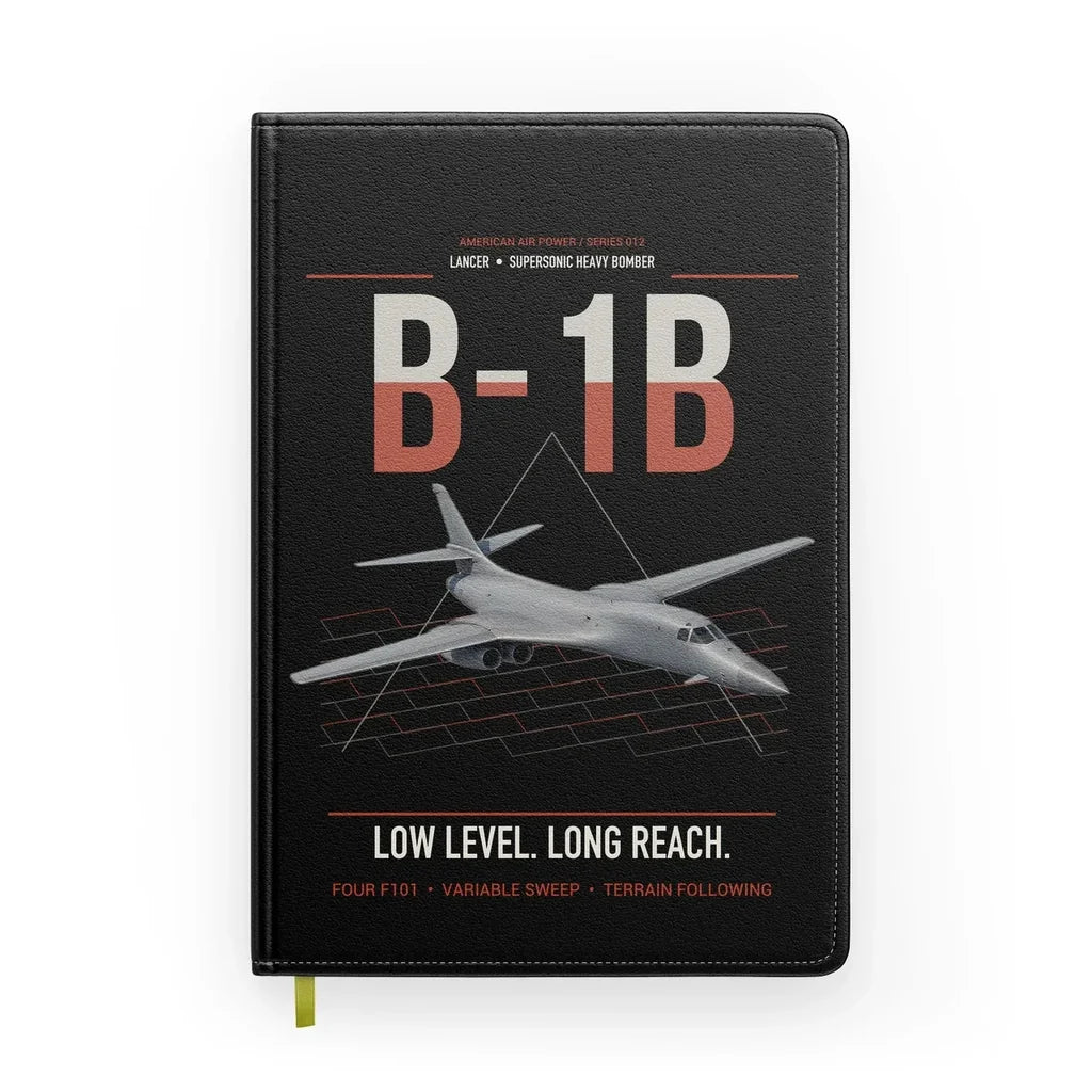 B-1B Lancer design on black notebook