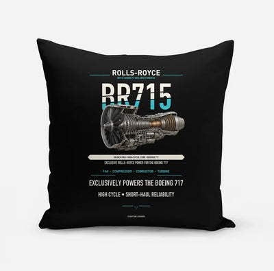 BR715 design on black pillow
