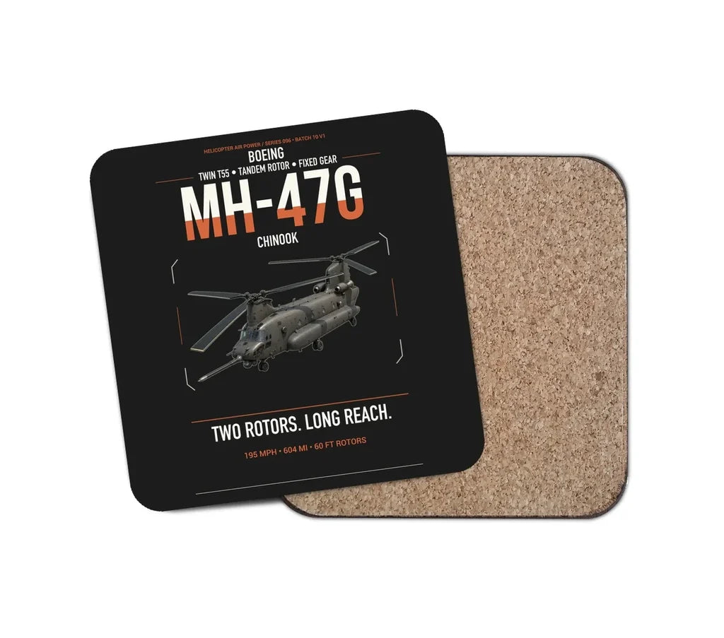 Boeing MH-47G Chinook design on black 1 piece coaster