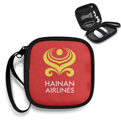 Hainan Airlines Portable aviation design portable headphone bag, padded polyester construction.