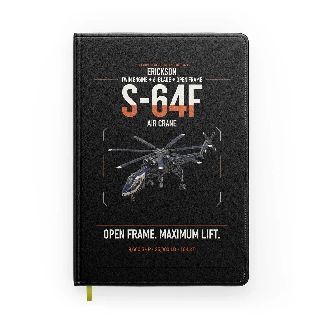Erickson S-64F Air Crane design on black notebook